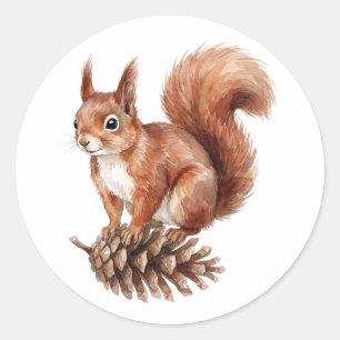 Waterverf Rode Eekhoorn Bosdier Sticker