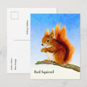 Waterverf rode eekhoorn Briefkaart schilderen (Voorkant / Achterkant)
