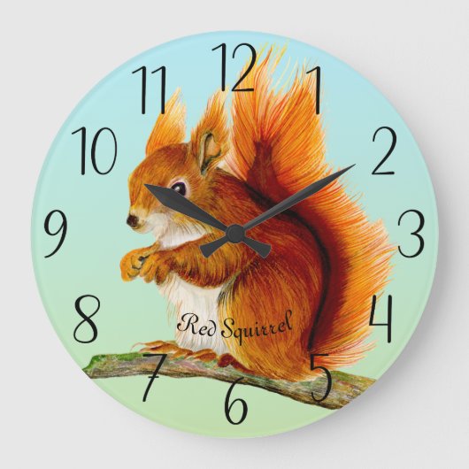 Waterverf rode eekhoorn Schilderen Let op Grote Klok (Voorkant)