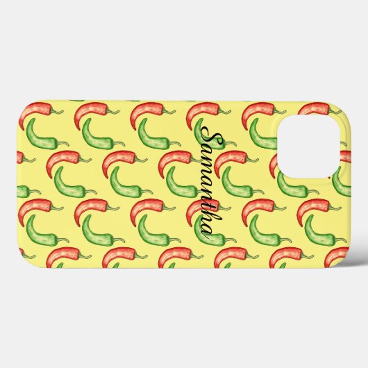 Waterverf rode en groene chilipepers Case-Mate iPhone case (Achterkant (horizontaal))