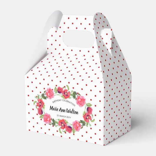 Waterverf rode en roze bloemen groot ontwerp bedankdoosjes (Achterkant)