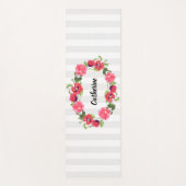 Waterverf rode en roze bloemen groot ovaal ontwerp yogamat (Voorkant)