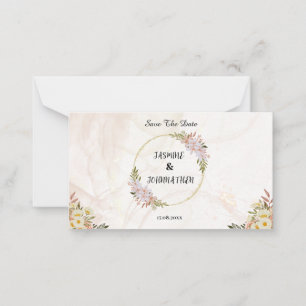 Waterverf rode en witte bloemen Bruiloft Notitiekaartje