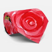 Waterverf Rode Floral Stropdas (Opgerold)