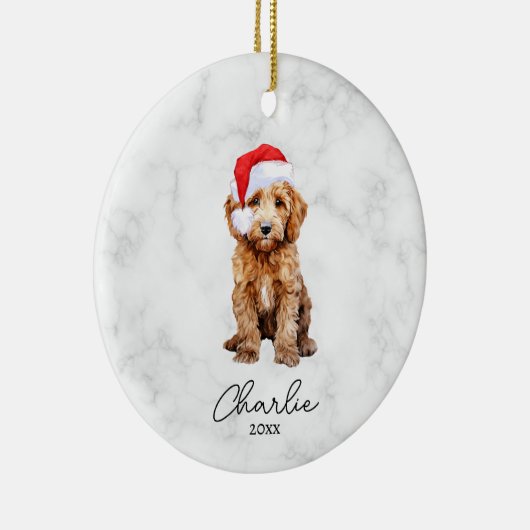 Waterverf Rode Goldendoodle Boerderij Kerst Keramisch Ornament (Rechts)