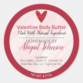 Waterverf Rode Hart Valentijn Body Butter Label (Voorkant)