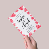 Waterverf rode harten op romantische bruiloft kaart