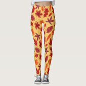 Waterverf rode herfstbladeren leggings (Voorkant)