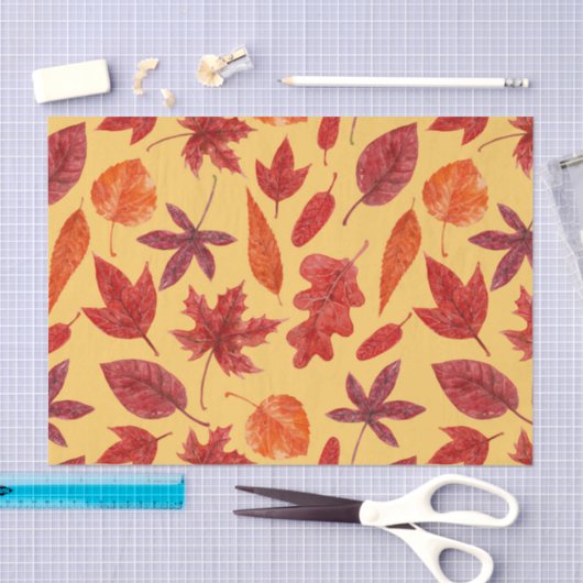 Waterverf rode herfstbladeren tissuepapier (Craft)