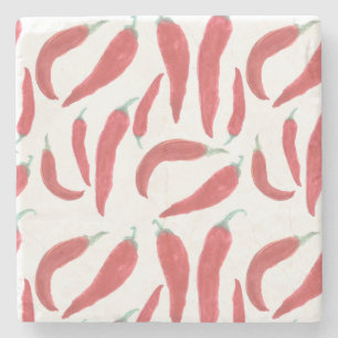 waterverf rode hete Spaanse peper Stenen Onderzetter