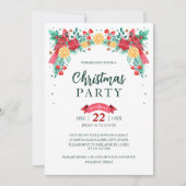 Waterverf Rode Kardinaal Vogels Kerstfeest Kaart (Voorkant)