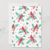 Waterverf Rode Kardinaal Vogels Kerstfeest Kaart (Achterkant)