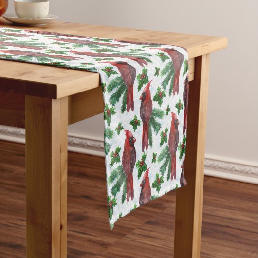 waterverf rode kardinale vogel korte tafelloper (Voorbeeld)