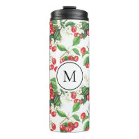 Waterverf rode kersen patroon monogram