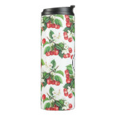 Waterverf rode kersen patroon monogram thermosbeker (Gedraaid links)