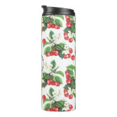 Waterverf rode kersen patroon monogram thermosbeker (Geroteerd rechts)