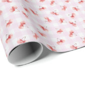 Waterverf rode kersenpastel roze gingham cadeaupapier (Rol Hoek)