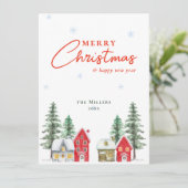 Waterverf rode kerst Feestdagenkaart (Staand voorkant)