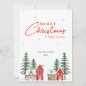 Waterverf rode kerst Feestdagenkaart (Voorkant)