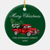 Waterverf rode kerst met rode vrachtwagen keramisch ornament (Achterkant)