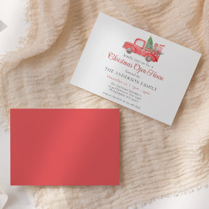 Waterverf Rode Kerst Vrachtwagen Vakantie Open Hui Kaart