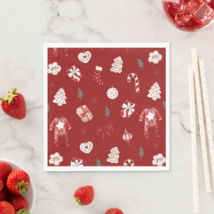 Waterverf Rode Kerst Vrolijk klein Baby shower Servet