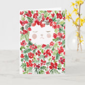 Waterverf rode Kerstbloemen ontwerp kaart (Gele Bloem)