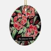 Waterverf rode kerstRozen - bloemontwerp Keramisch Ornament (Rechts)