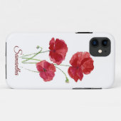 Waterverf Rode Klaproos Tuinbloemen Aangepaste naa Case-Mate iPhone Case (Achterkant (horizontaal))