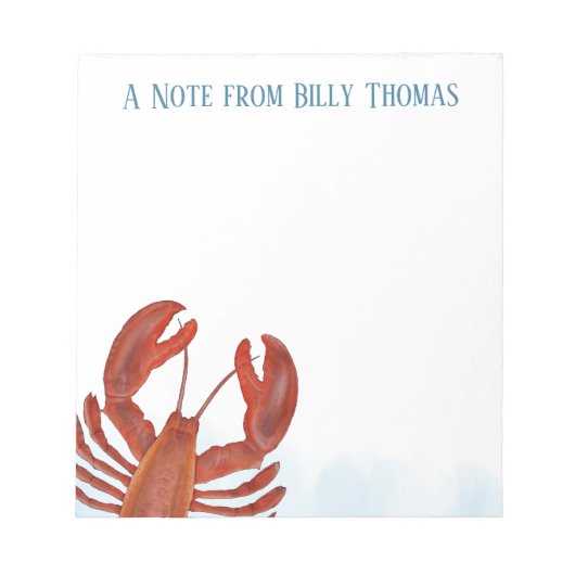 Waterverf rode kreeft gepersonaliseerd notitieblok (Voorkant)