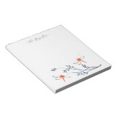 Waterverf rode libel gepersonaliseerd briefpapier notitieblok (Schuin)