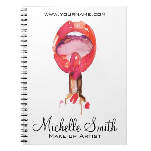 Waterverf rode lippen en lippenmake-up notitieboek (Voorkant)
