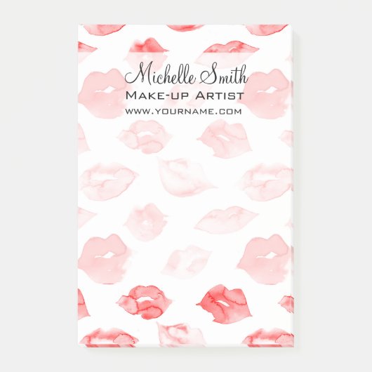 Waterverf rode lippen patroon make-up post-it® notes (Voorkant)