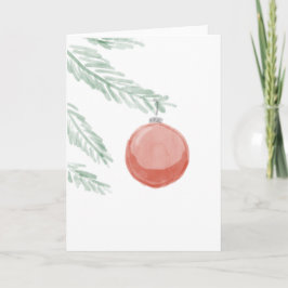 Waterverf Rode Ornament Gevouwen Vakantie Kaart