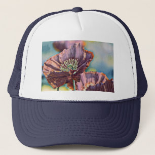 Waterverf Rode Paarse papaverbloemen Trucker Pet