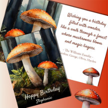 Waterverf rode Paddestoel · Herfst Forest Birthday