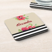 Waterverf Rode papaver Bier Onderzetter (Linkerzijde)