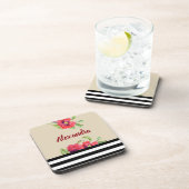 Waterverf Rode papaver Bier Onderzetter (Rechterzijde)