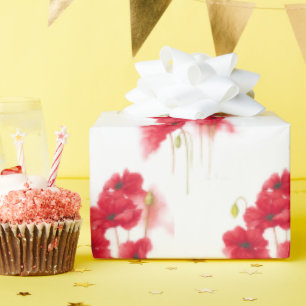 Waterverf Rode papaver Cadeaupapier