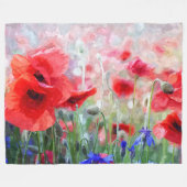 Waterverf Rode papaver Fleece Deken (Voorkant (Horizontaal))