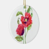 Waterverf Rode papaver Keramisch Ornament (Rechts)