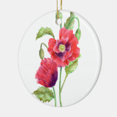 Waterverf Rode papaver Keramisch Ornament (Links)