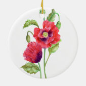 Waterverf Rode papaver Keramisch Ornament (Achterkant)