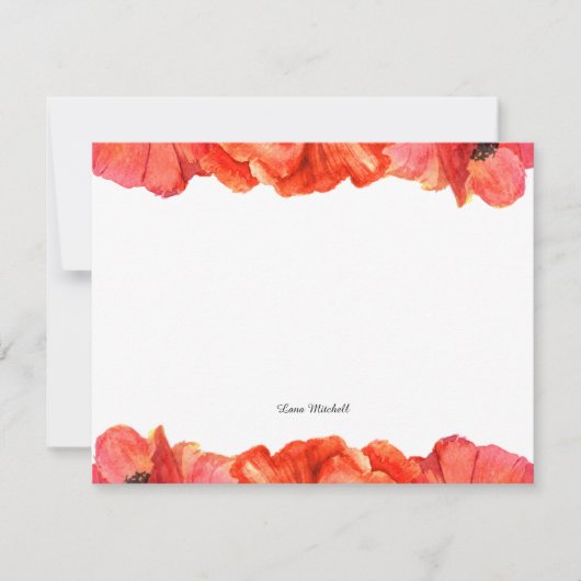 Waterverf rode papaver notitiekaartje (Voorkant)