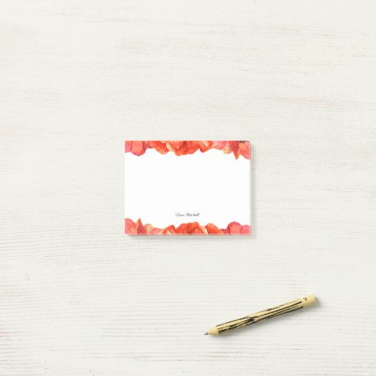Waterverf rode papaver post-it® notes (Op bureau)