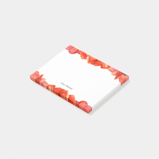 Waterverf rode papaver post-it® notes (Schuin)