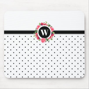 Waterverf Rode papaver Roses Floral Monogram Muismat
