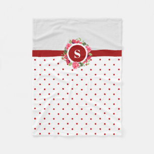 Waterverf Rode papaver roze rozen cirkelspier Warm Fleece Deken