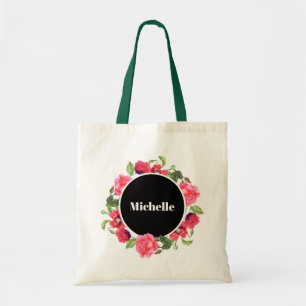 Waterverf Rode papaver roze rozen cirkelspier Warm Tote Bag