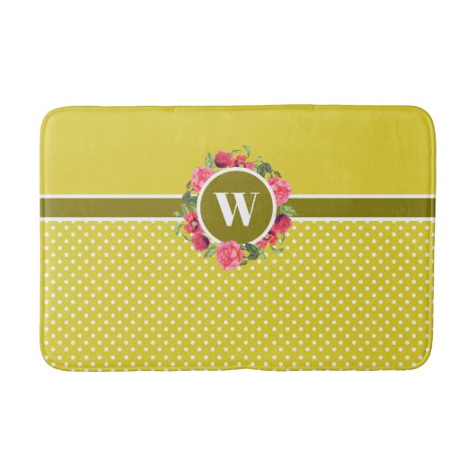 Waterverf Rode papaver roze rozen met baard monogr Badmat (Voorkant)